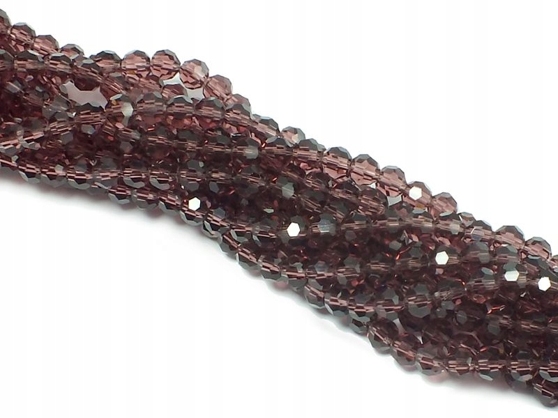 Szklane kulki fasetowane ametystowe 4 mm-sznur