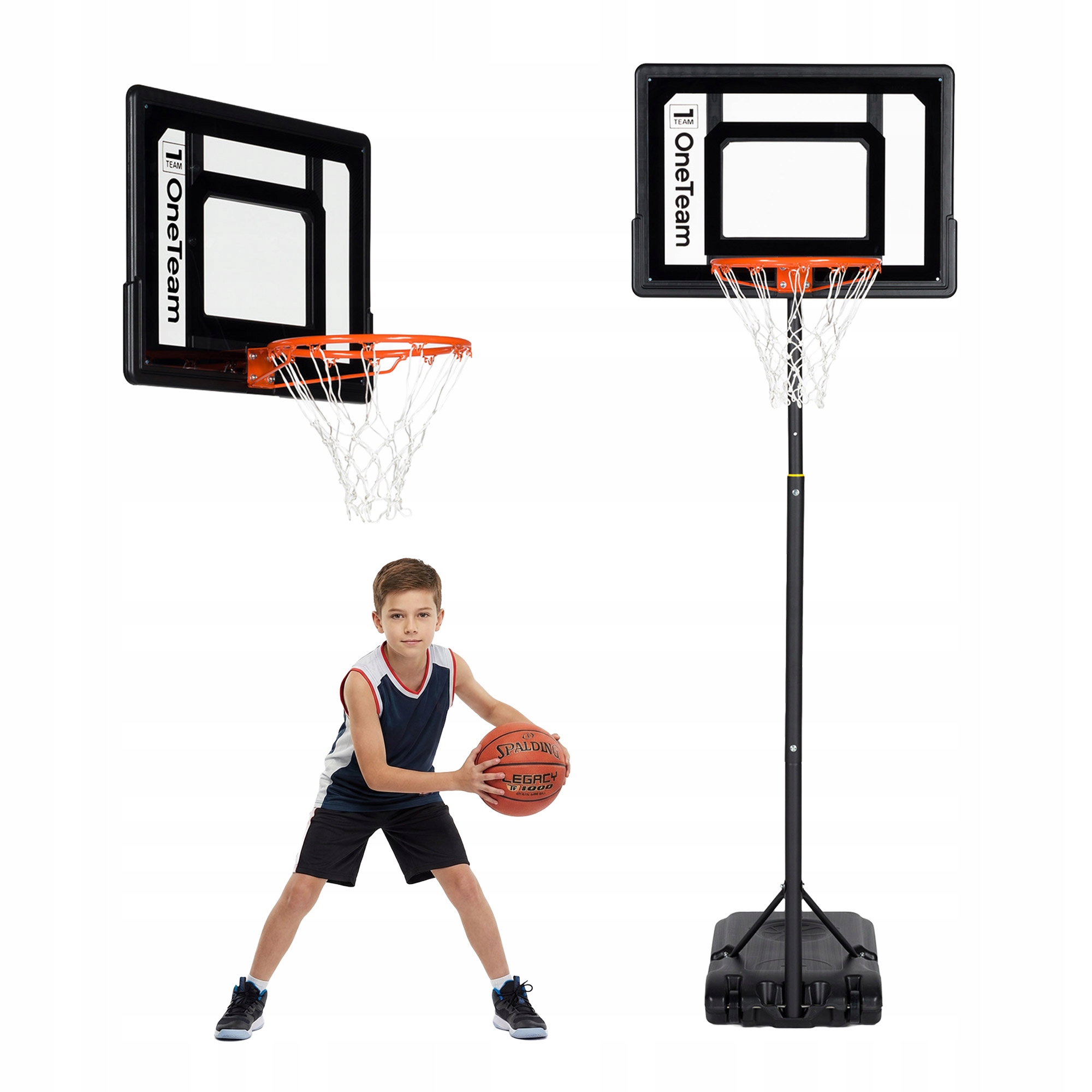 Баскетбольная корзина OneTeam BH03, регулируемая до 210 см, стабильные мобильные ролики