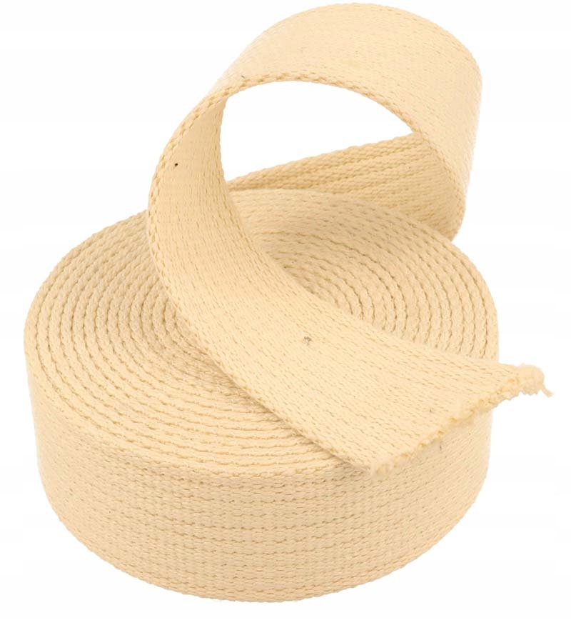 Taśma Bawełniana 40mm Pasek 3mm biała Parciana