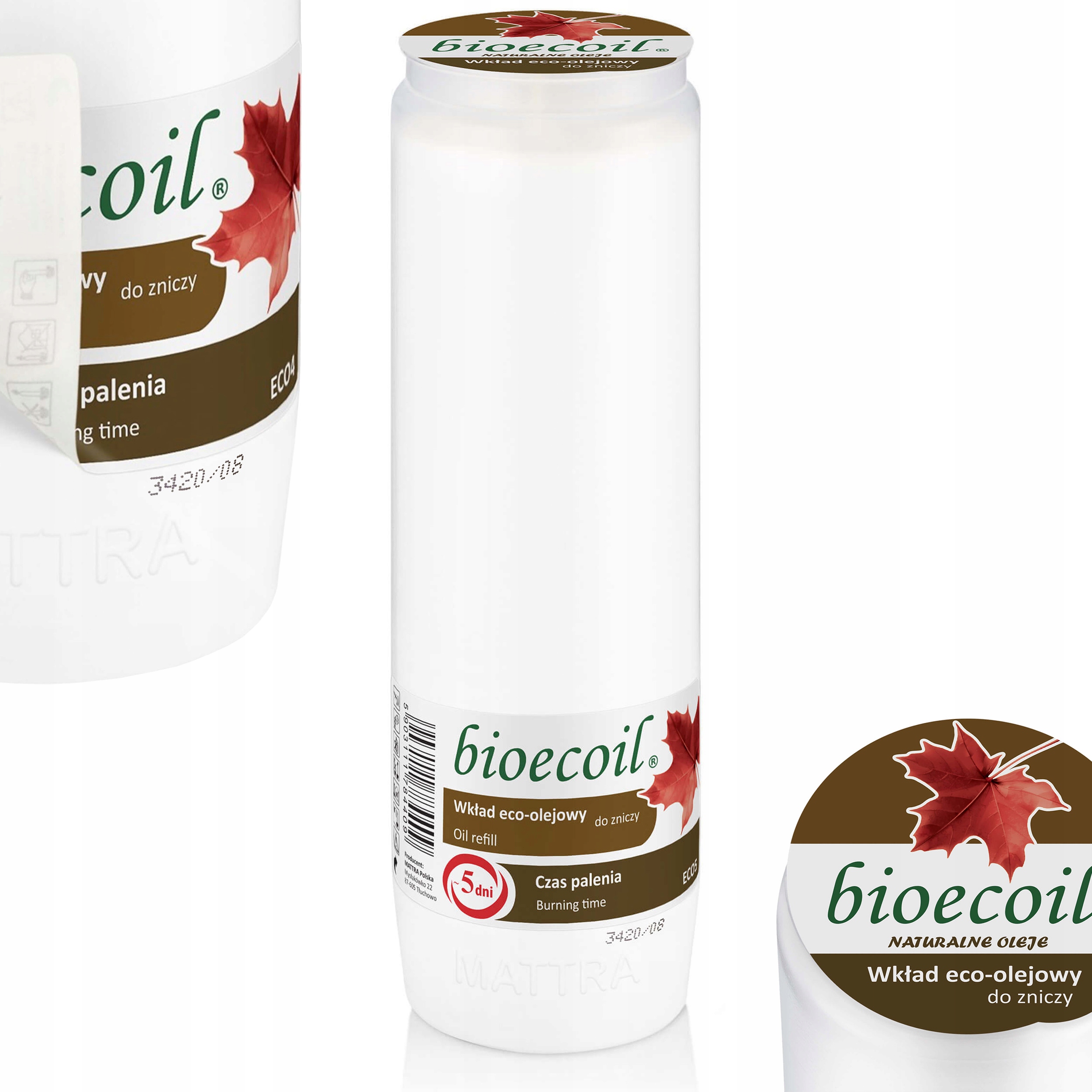 

18cm Wkład olejowy do zniczy bioecoil 5dni ECO5
