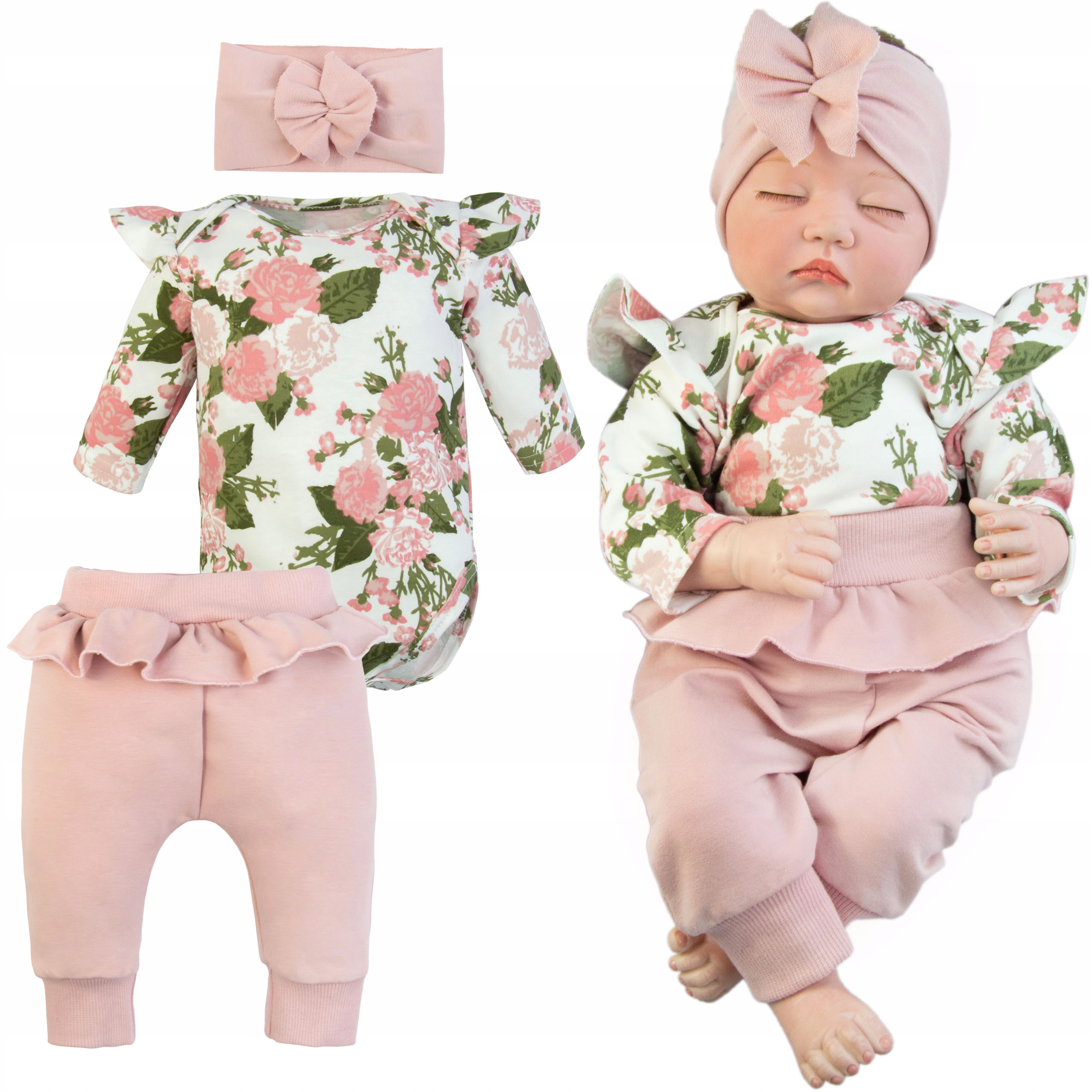 KOMPLET NIEMOWLĘCY SPODENKI Z BODY + OPASKA 68