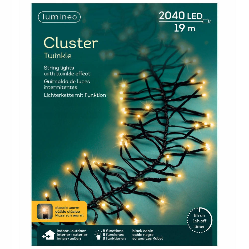 Lampy 2040 Led vonkajšie/vnútorné Klasické teplé s programátorom 19 m