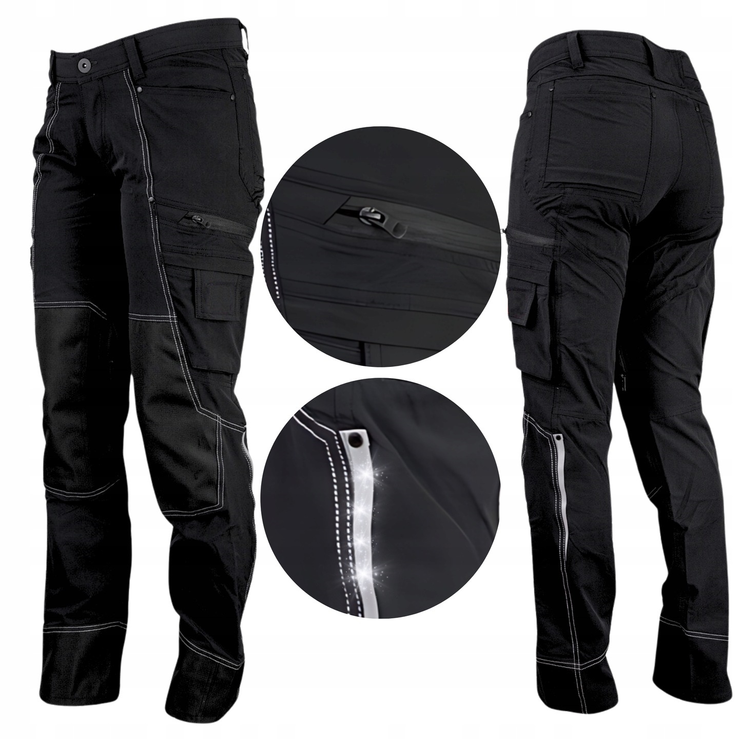 Pánské pracovní kalhoty Bojovky Taktické Černé Zesílené Elastické Silné