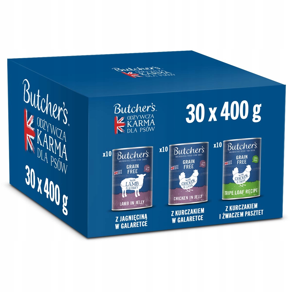 Butcher's Zestaw 3 smaków Original 30x400g jagnięcina, kurczak, żwacz