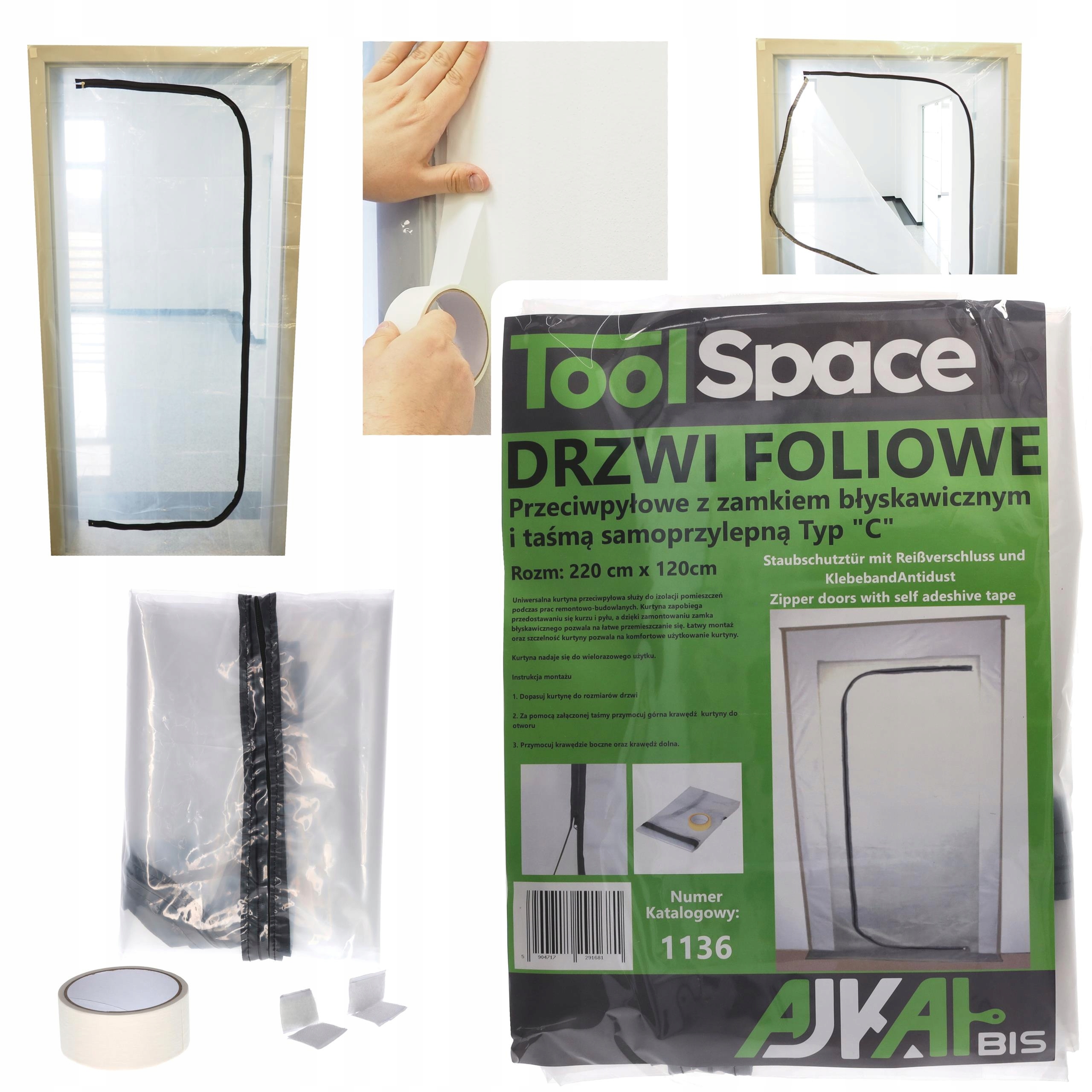 DRZWI REMONTOWE FOLIOWE PRZECIWPYŁOWE KURTYNA TYP C gruba folia mocna taśma