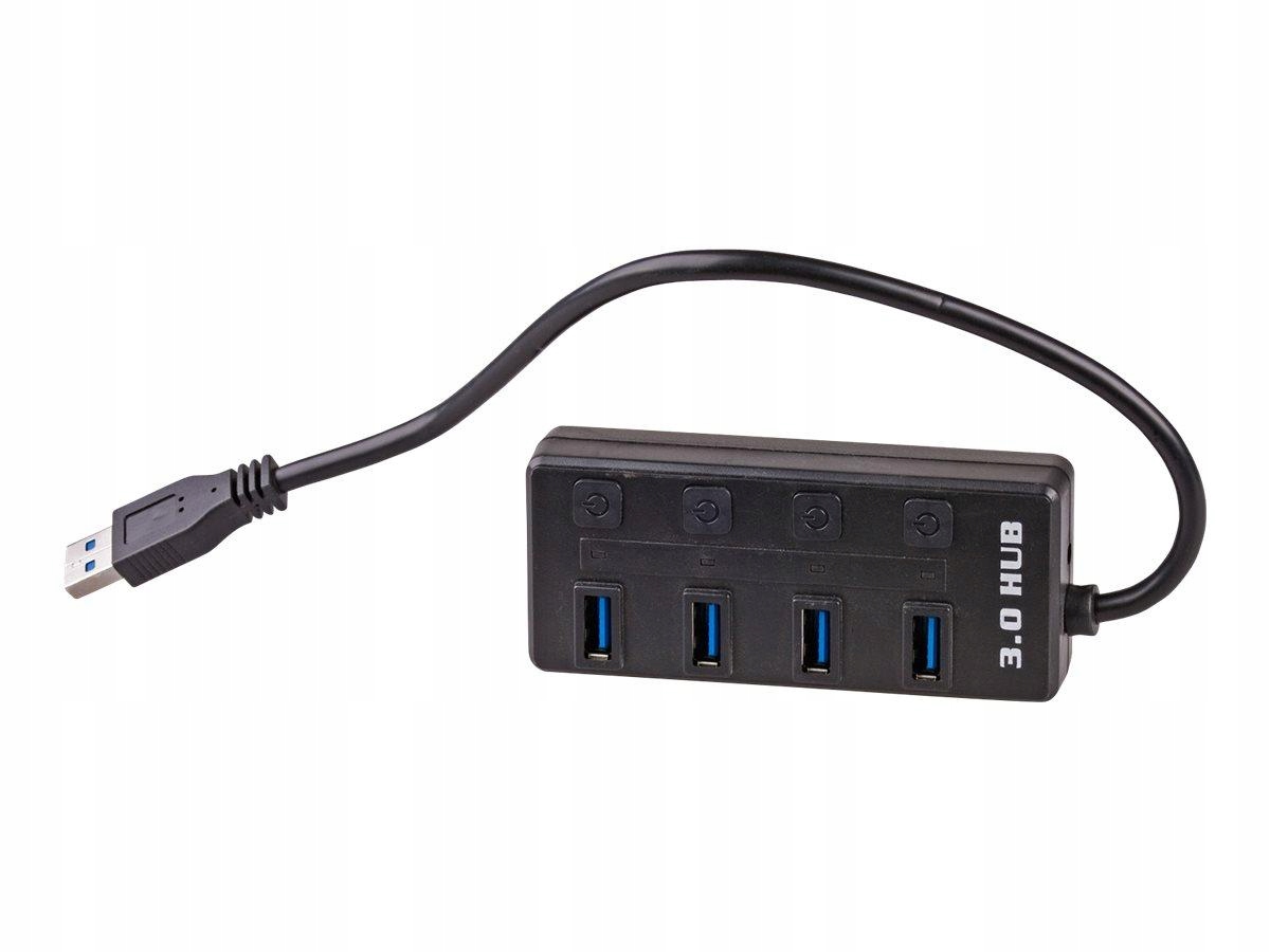 Akyga Hub Usb AK-AD-33 aktywny Usb A m 4x Usb A f wyłączniki ver. 3.0