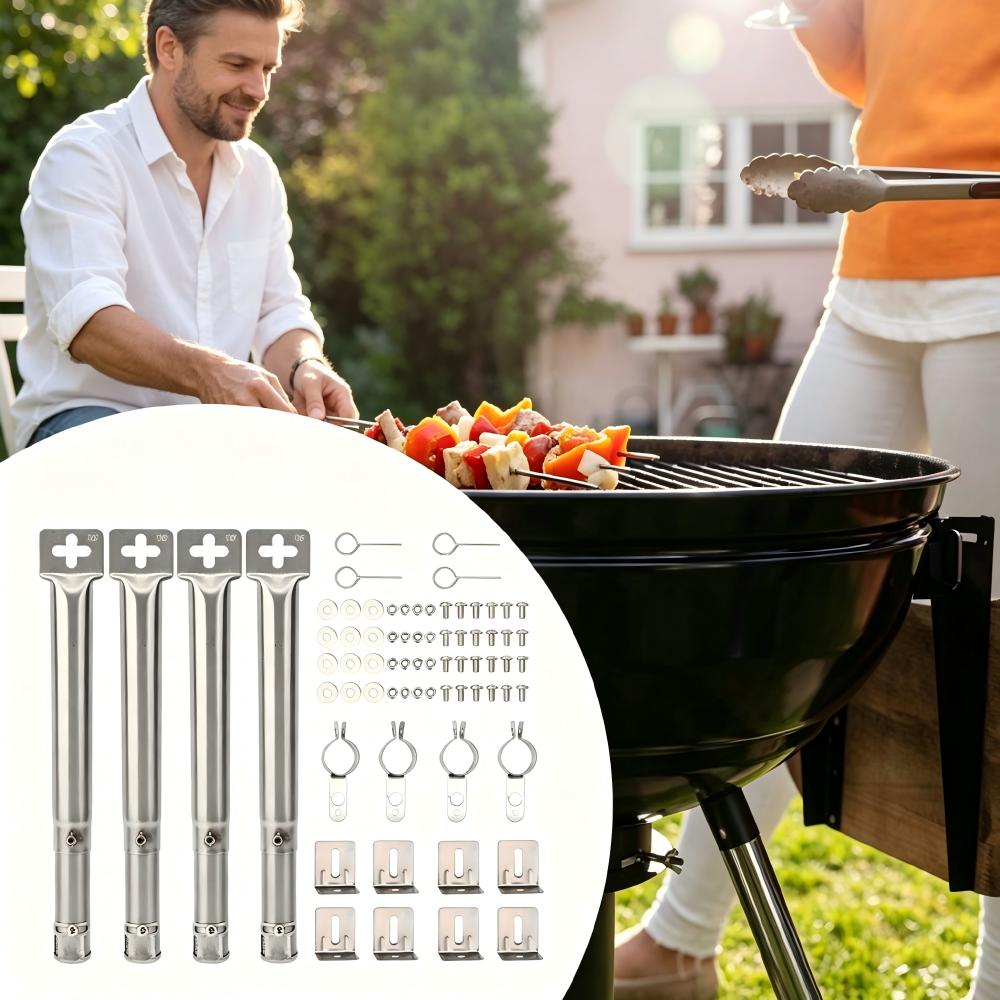 4X Hořák Pro Plynový Gril 30-45 CM, Univerzální Nastavitelný Trubkový Set