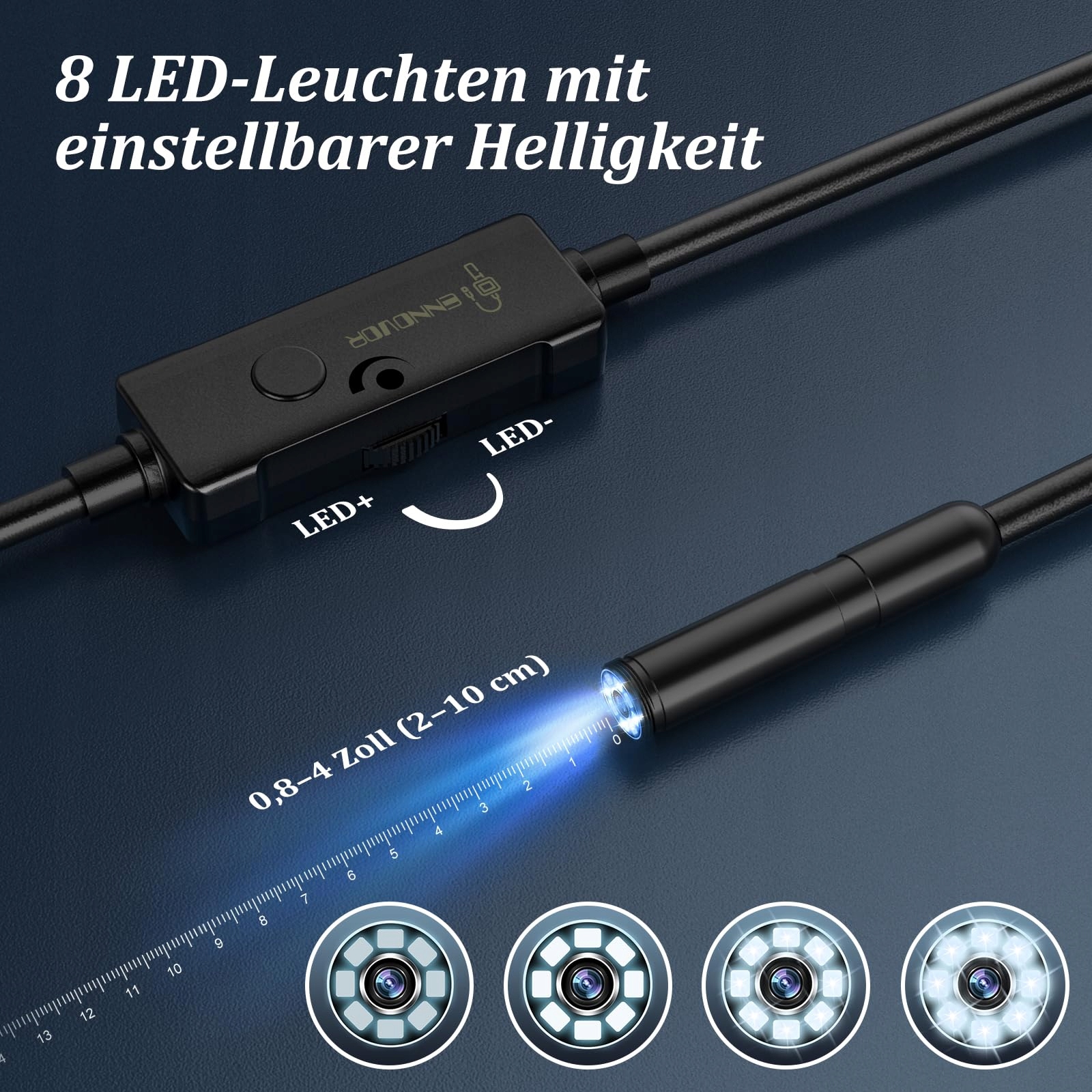 ENNOVOR Kamera Endoskopowa HD 1920 z 8 LED Wodoodporna IP67 Android iOS — miniatura 5