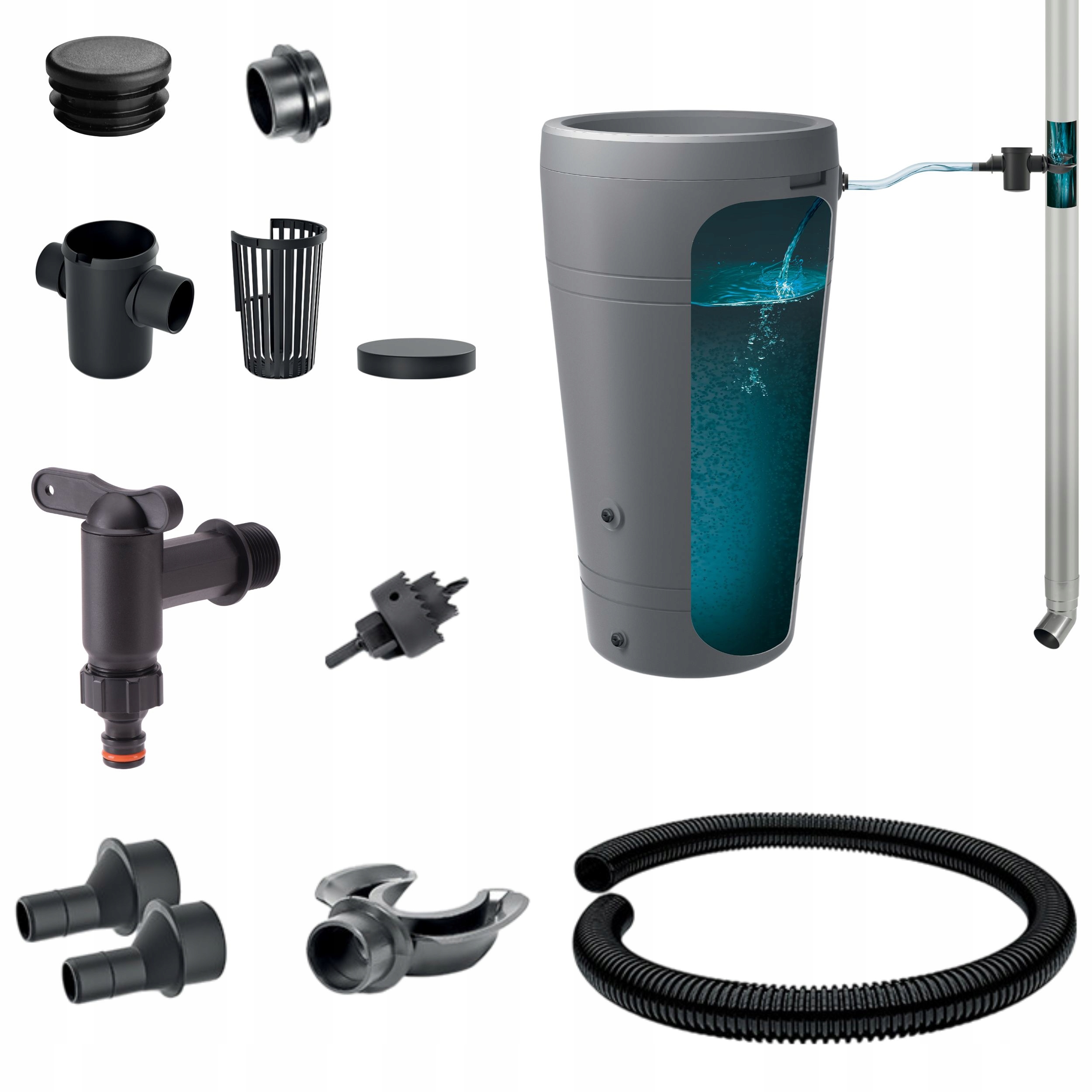 Připojovací sada pro dešťovou sprchu Lapač vody, kohoutek, krytka, filtr