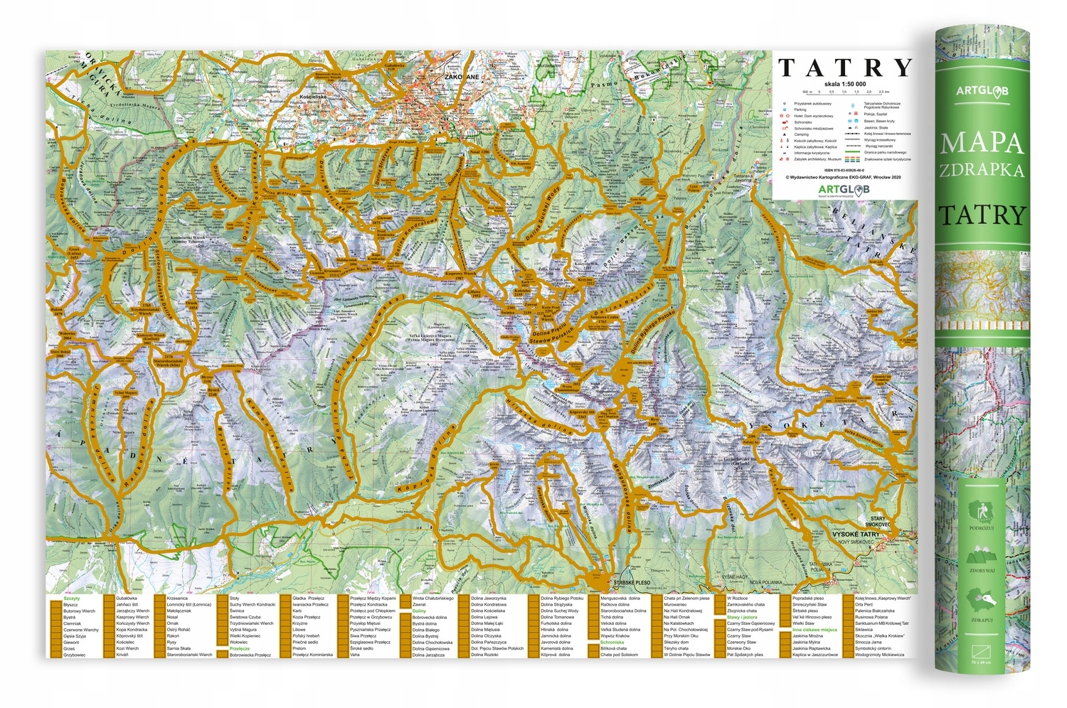 

Tatry mapa zdrapka, 1:50 000 ArtGlob