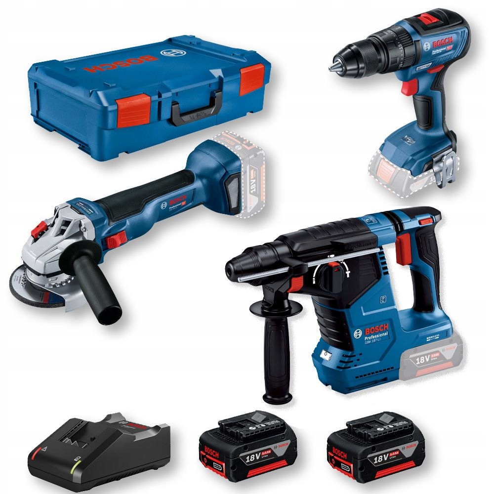 Zestaw Narzędzi Gbh 187-LI Gws 18V-10 Gsr 18V-50 2*5.0AH Xl-boxx Bosch