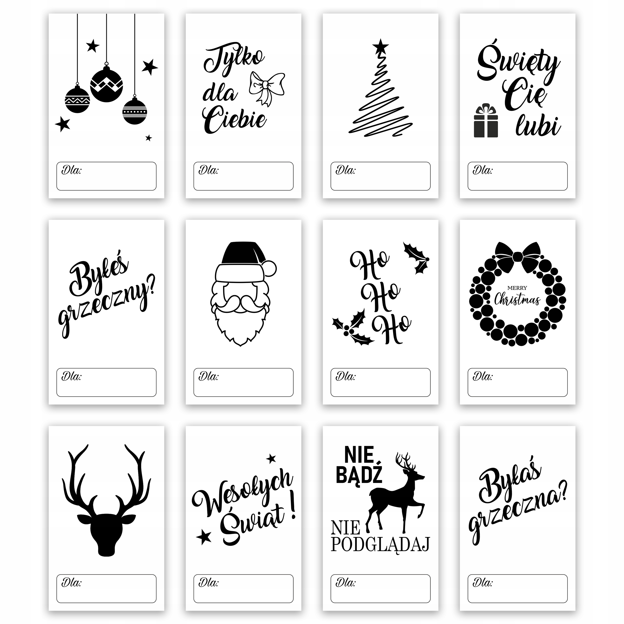 

Bileciki naklejki zawieszki na prezenty 12 sztuk