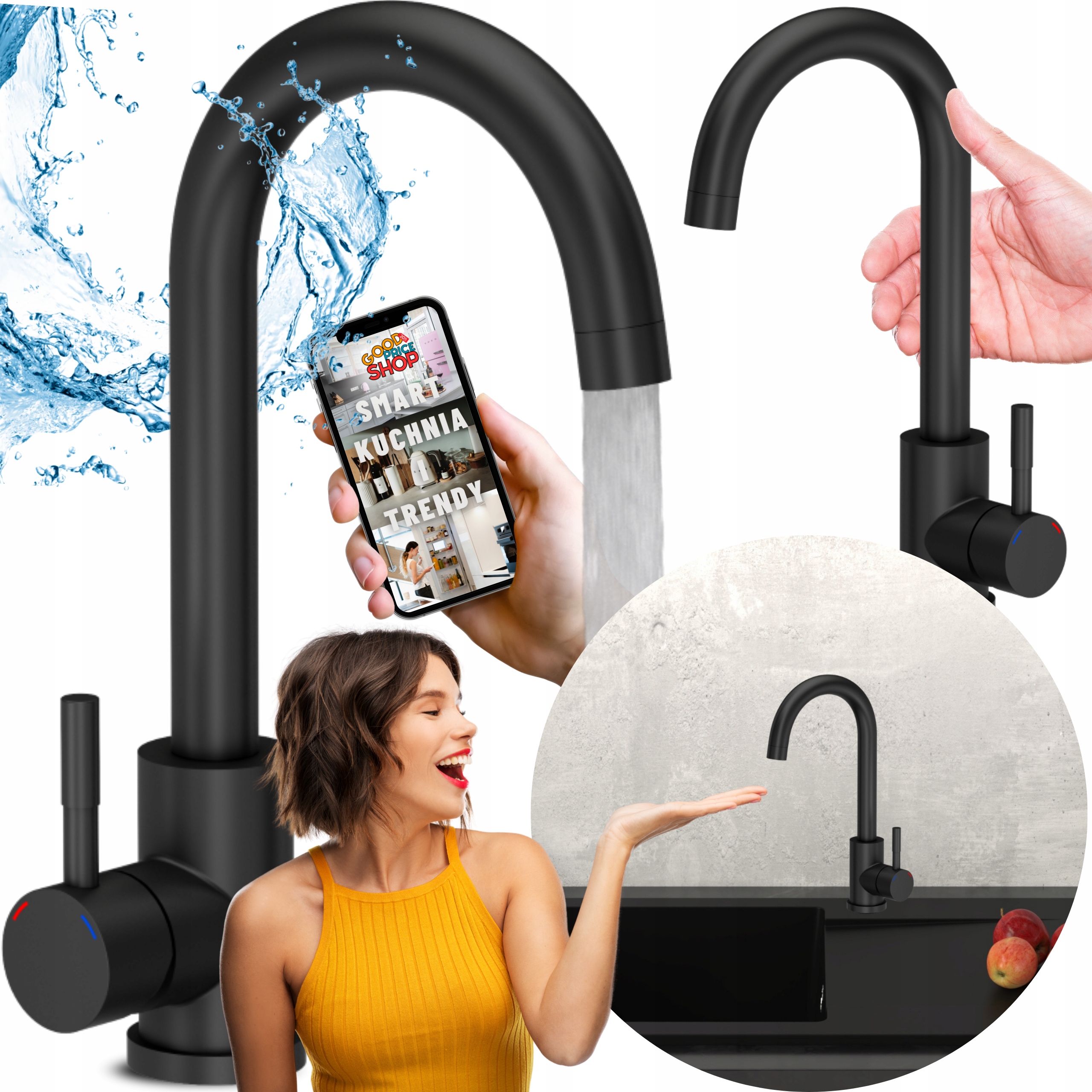 Kuchyňská Baterie Černá Matná Dřezová Stojánková Kohoutková Armatura