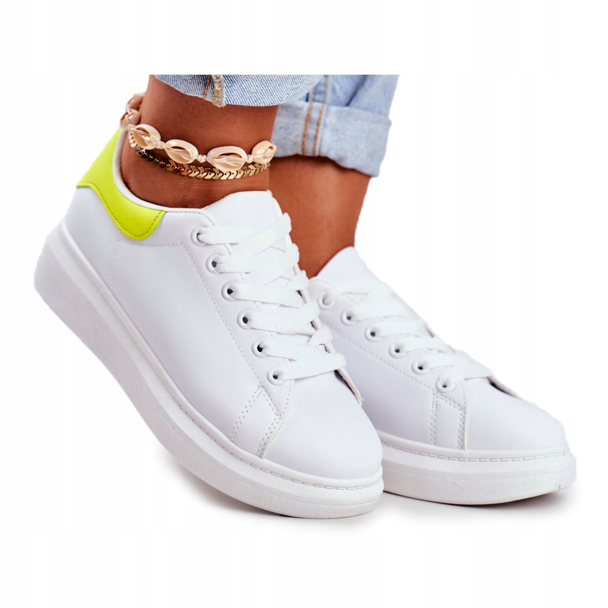 

Białe Żółte Skóra ekologiczna Buty Lu Boo r.38