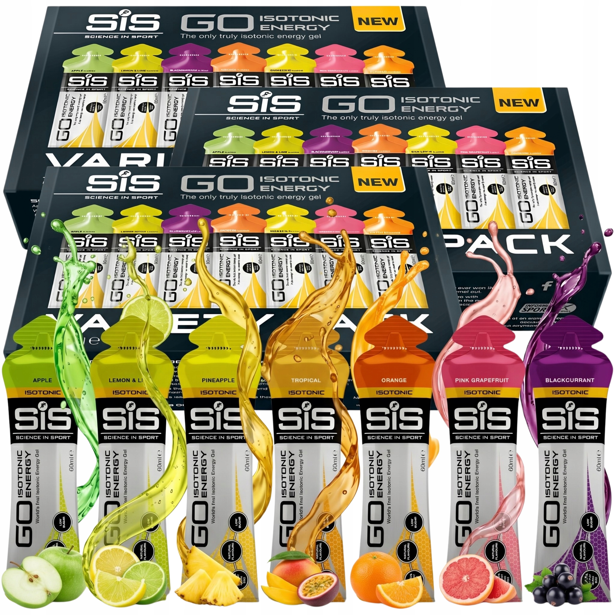 3x Energetické gely Sis Go VarietyPack Kolo Maraton Mix Chutí 7 x 60 Ml
