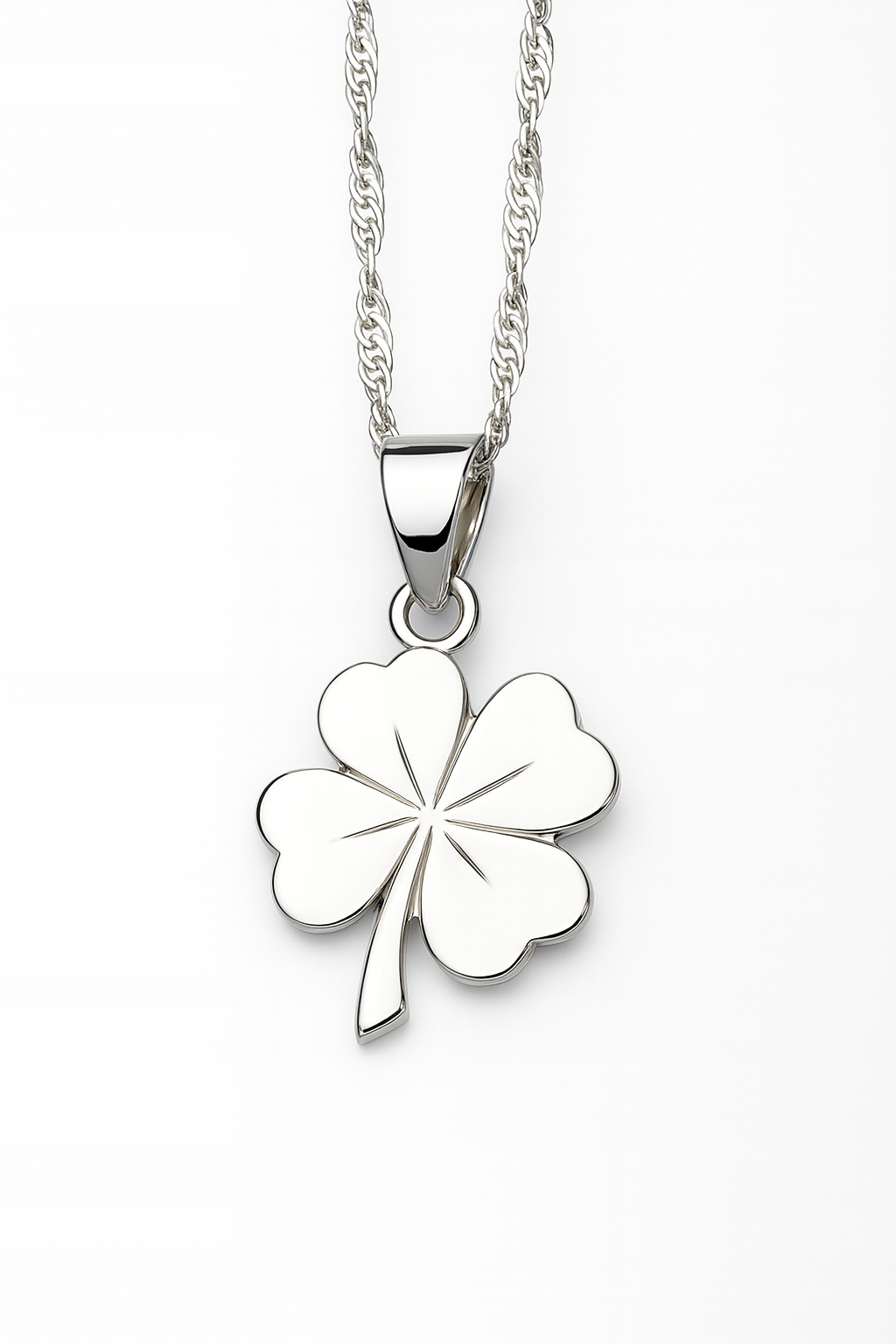 Stříbrný náhrdelník Singapore Magic jetel čtyřlístek řetízek přívěsek