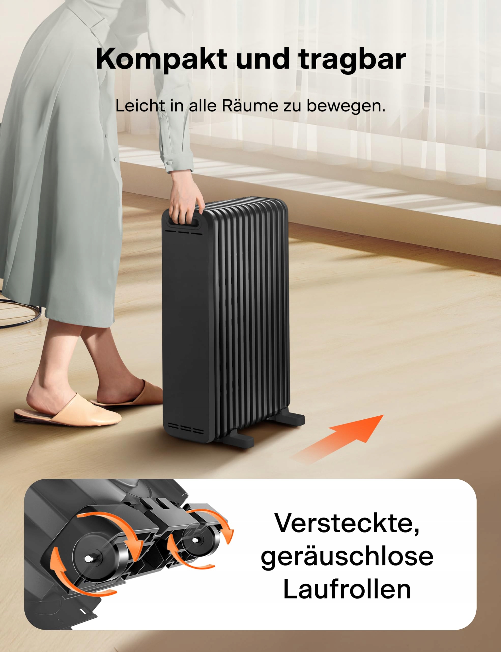 PELONIS Grzejnik Olejowy 2500W, Termostat, Ochrona Przed Przegrzaniem — miniatura 7