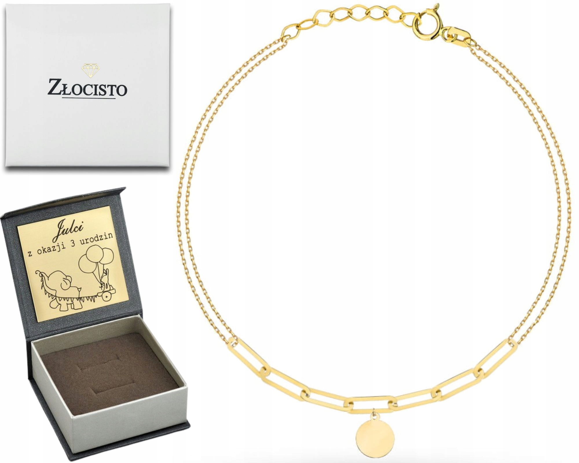 Zlatý Náramek S Dlouhými Články A Plným Kroužkem O Ryzosti 585