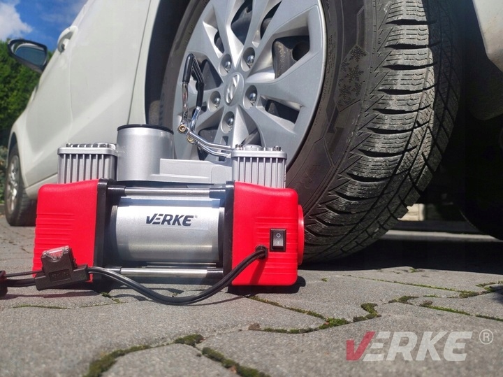KOMPRESOR SAMOCHODOWY SPRĘŻARKA POMPKA DO KÓŁ BEZOLEJOWY PRZENOŚNY 12V Marka Verke