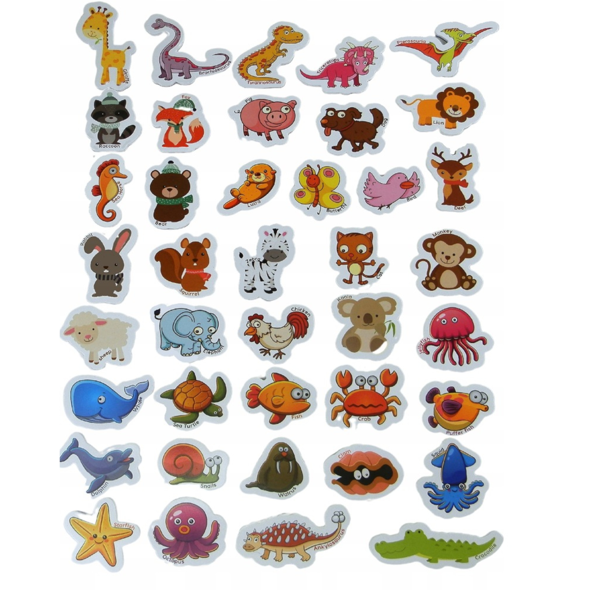 Magnesy na lodówkę zwierzęta piankowe 40 el puszka Materiał inny