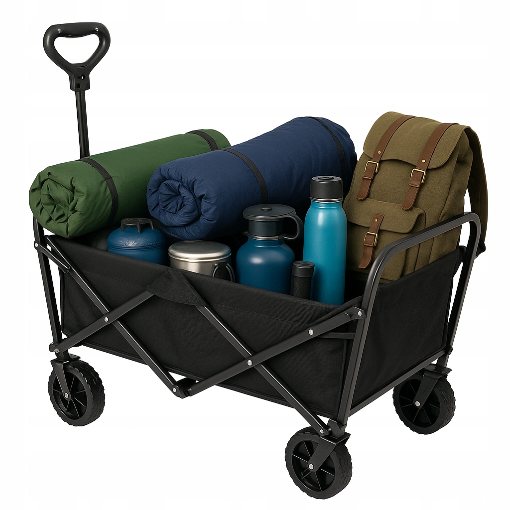 Składany Wózek Turystyczny Ogrodowy Plażowy Kempingowy Z Kieszeniami 100 Kg