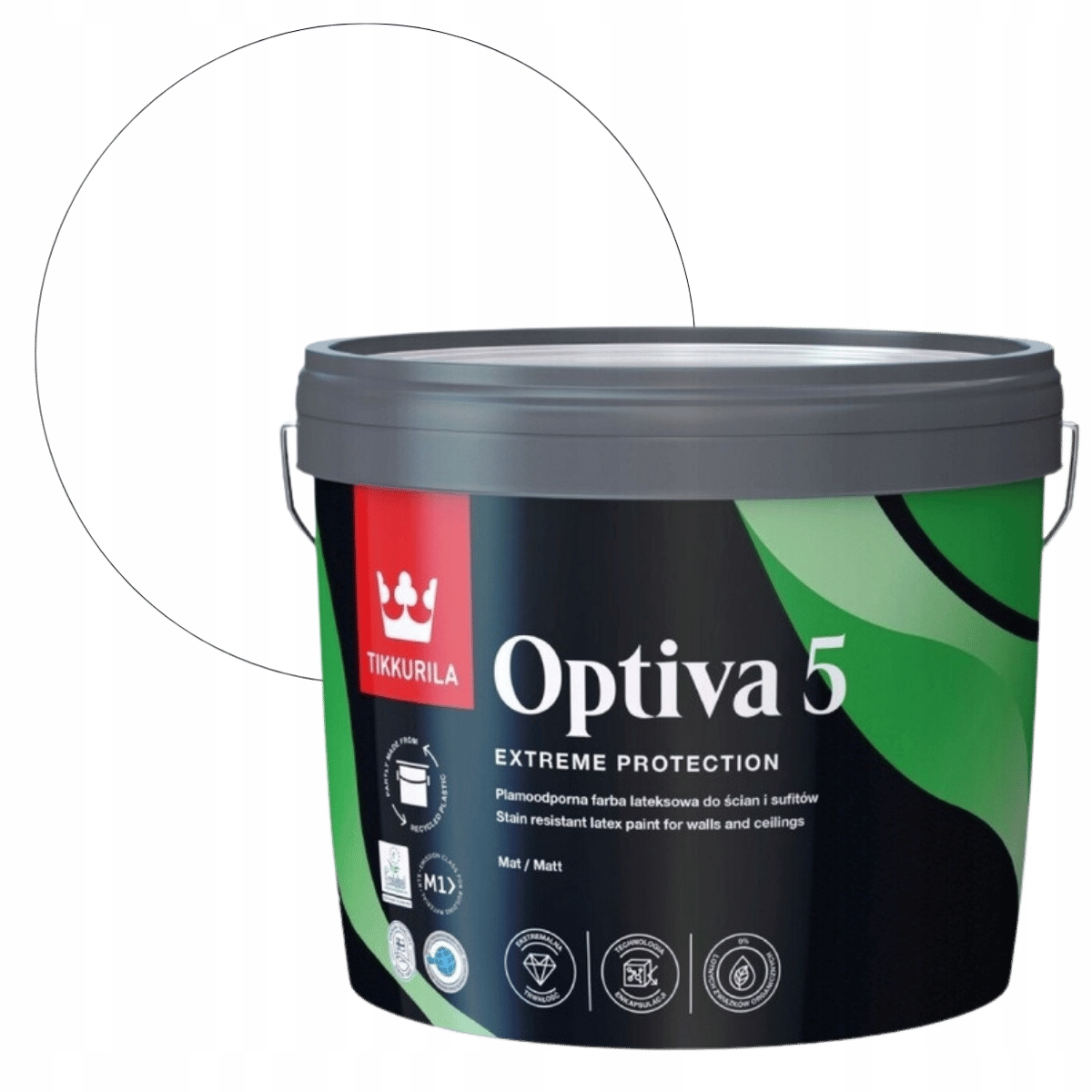 Tikkurila Optiva Matt 5 Baza A 9L Barva Bílá Latexová Na Stěny Míchačka
