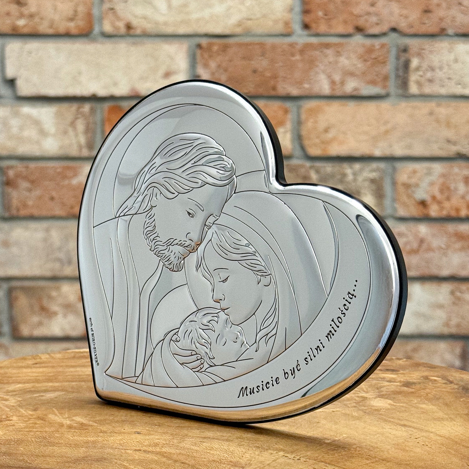 ŚWIĘTA RODZINA PREZENT NA ŚLUB ROCZNICĘ ŚLUBU OBRAZEK SREBRNY Z GRAWEREM Długość (cm) 25