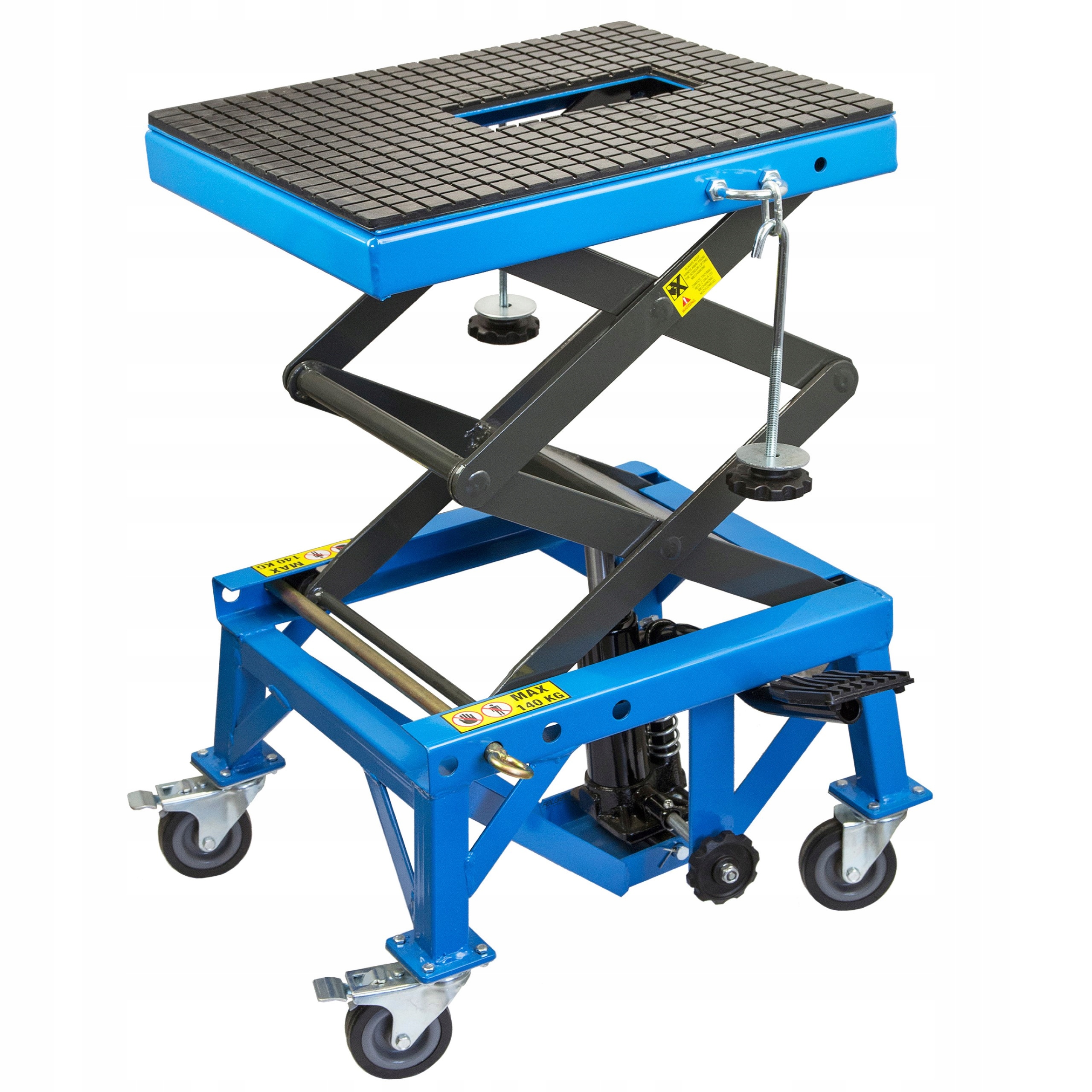 PODNOŚNIK NOŻYCOWY MOTOCYKLOWY Z KÓŁKAMI - STOJAK NA MOTOR 140 KG STIX