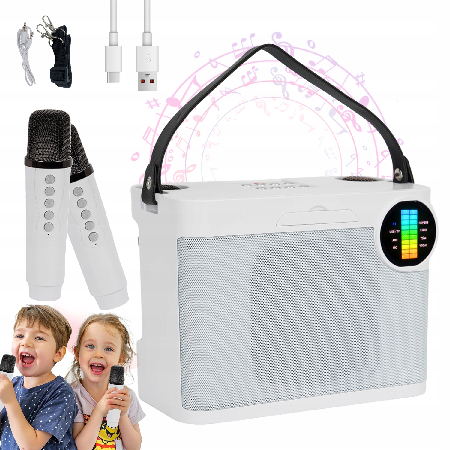 Bluetooth Karaoke Reproduktor S Mikrofony A Led Diodami Jako Dárek Pro Celou Rodinu