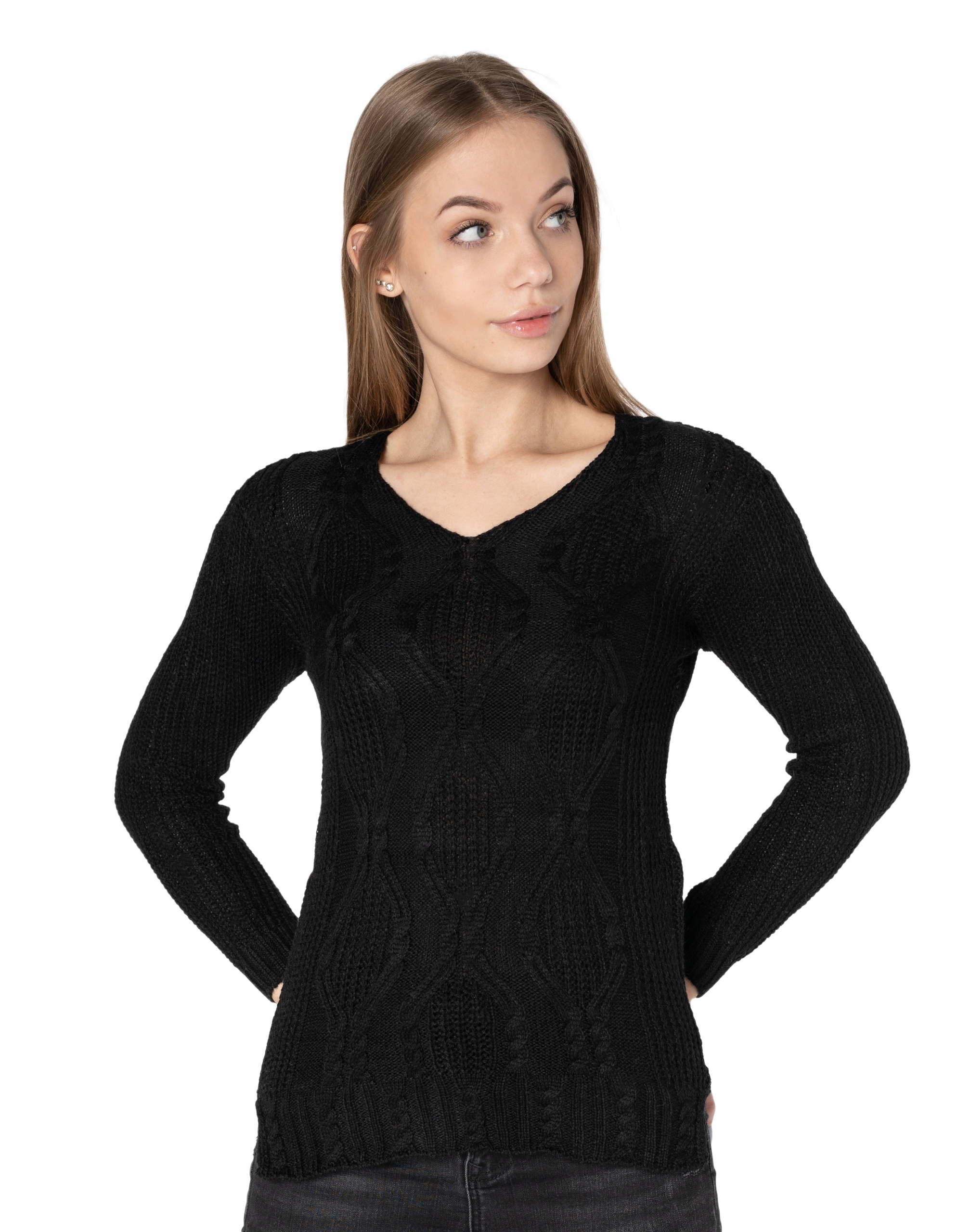 

Lekki Sweterek Damski Sweter Serek SD03-01 czarny