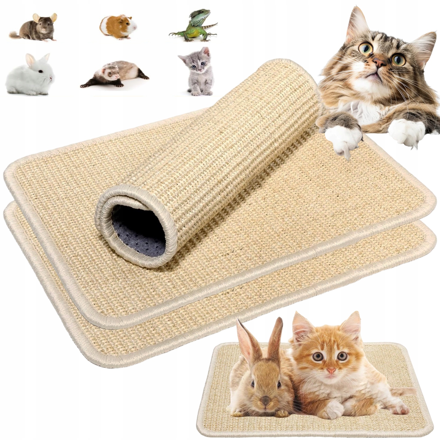 Levně Škrabací Podložky Pro Kočky 3 Kusy Sisal 50 X 25 CM Na Zeď