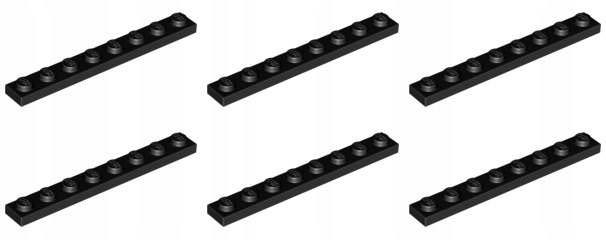 

Lego 3460 Płytka 1x8 czarna Nowa (10g) 6 szt.