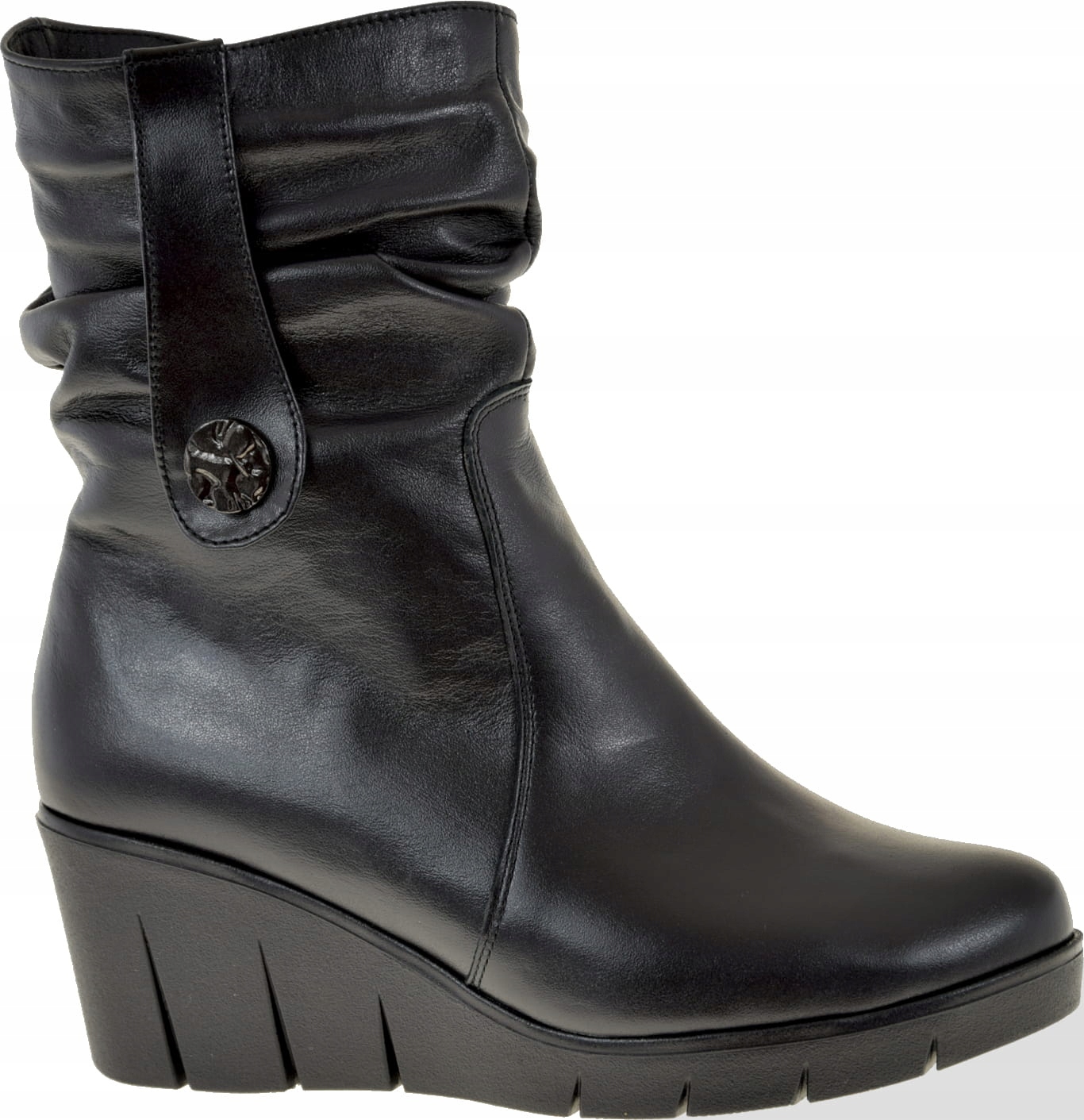 Dámské Kozačky Agmos 1286 Kožené Zateplené Koturn 6 CM Novinka VEL.41