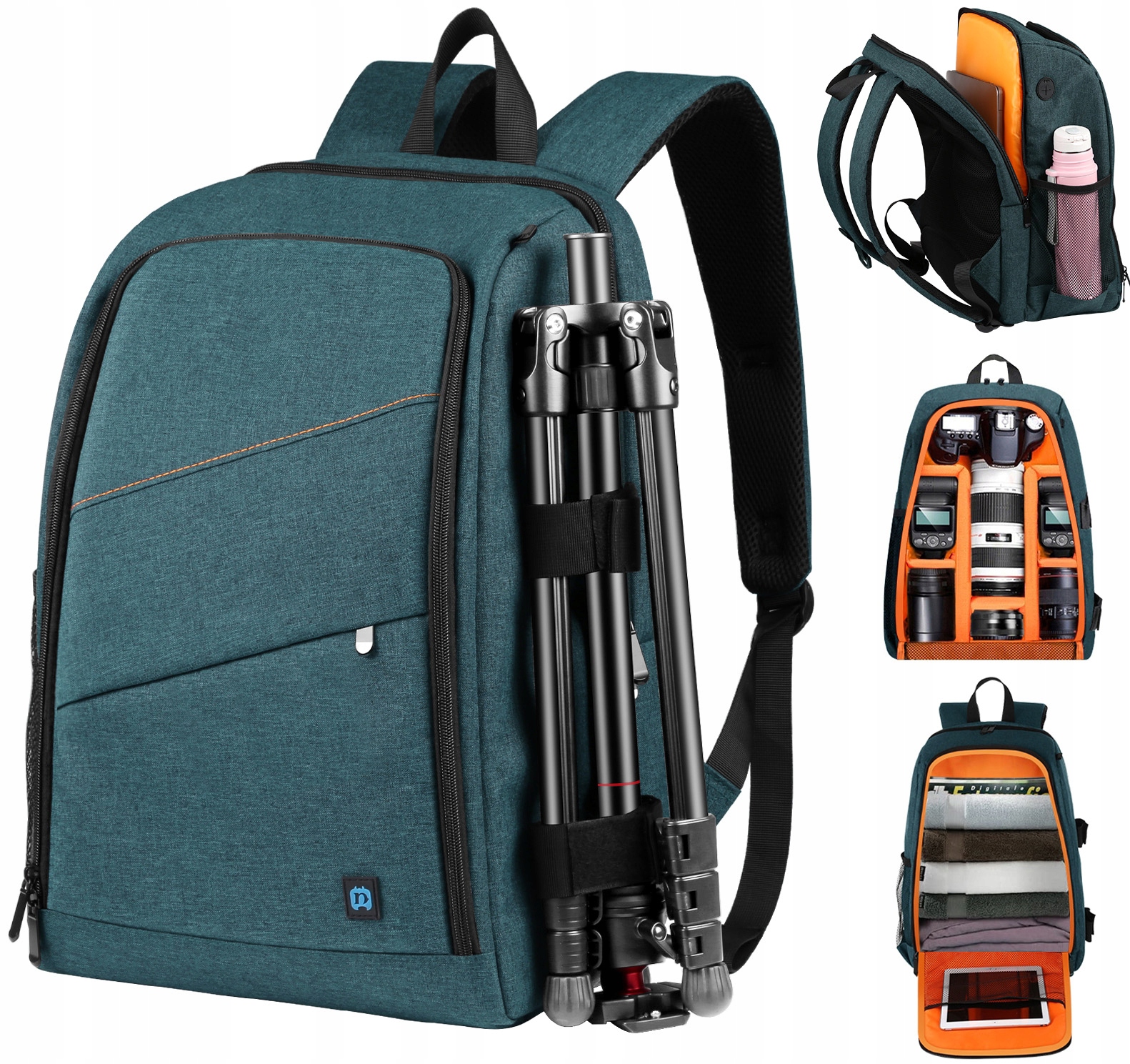 Duży Plecak fotograficzny na Aparat Kamerę Tablet Laptopa Statyw Morski