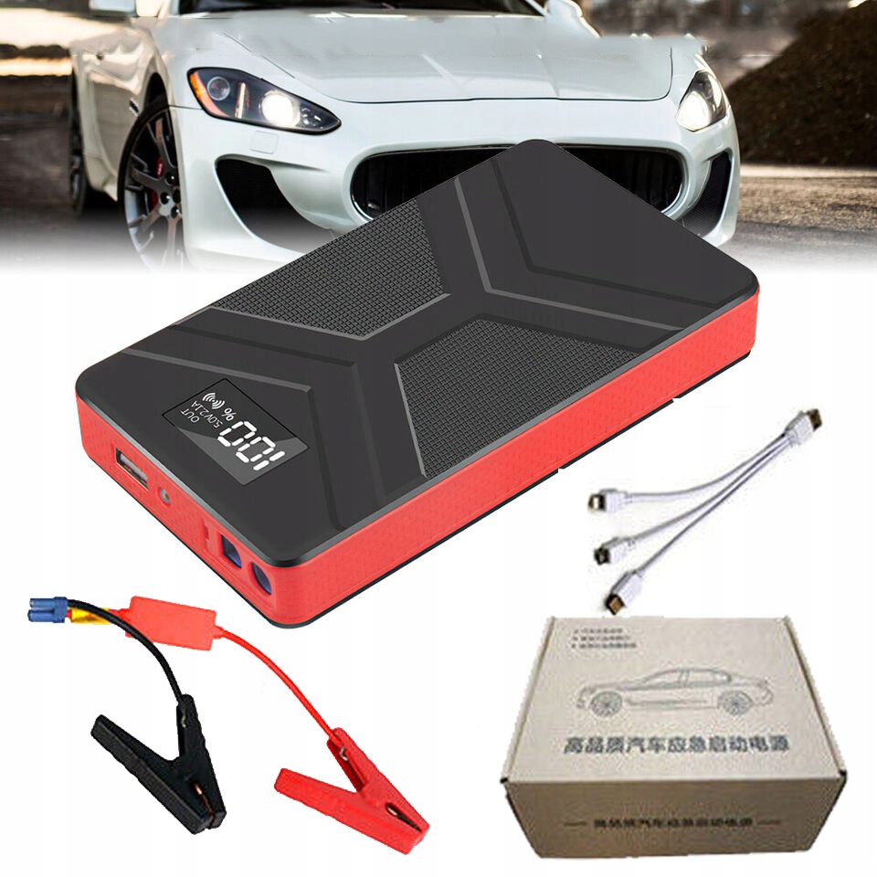 Jump Starter Startovací Booster Powerbanka Výkonná Svítilna Kladívko Set 30000 mAh