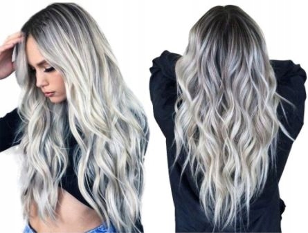 

Peruka fale szary Blond ombre Matowa czepek
