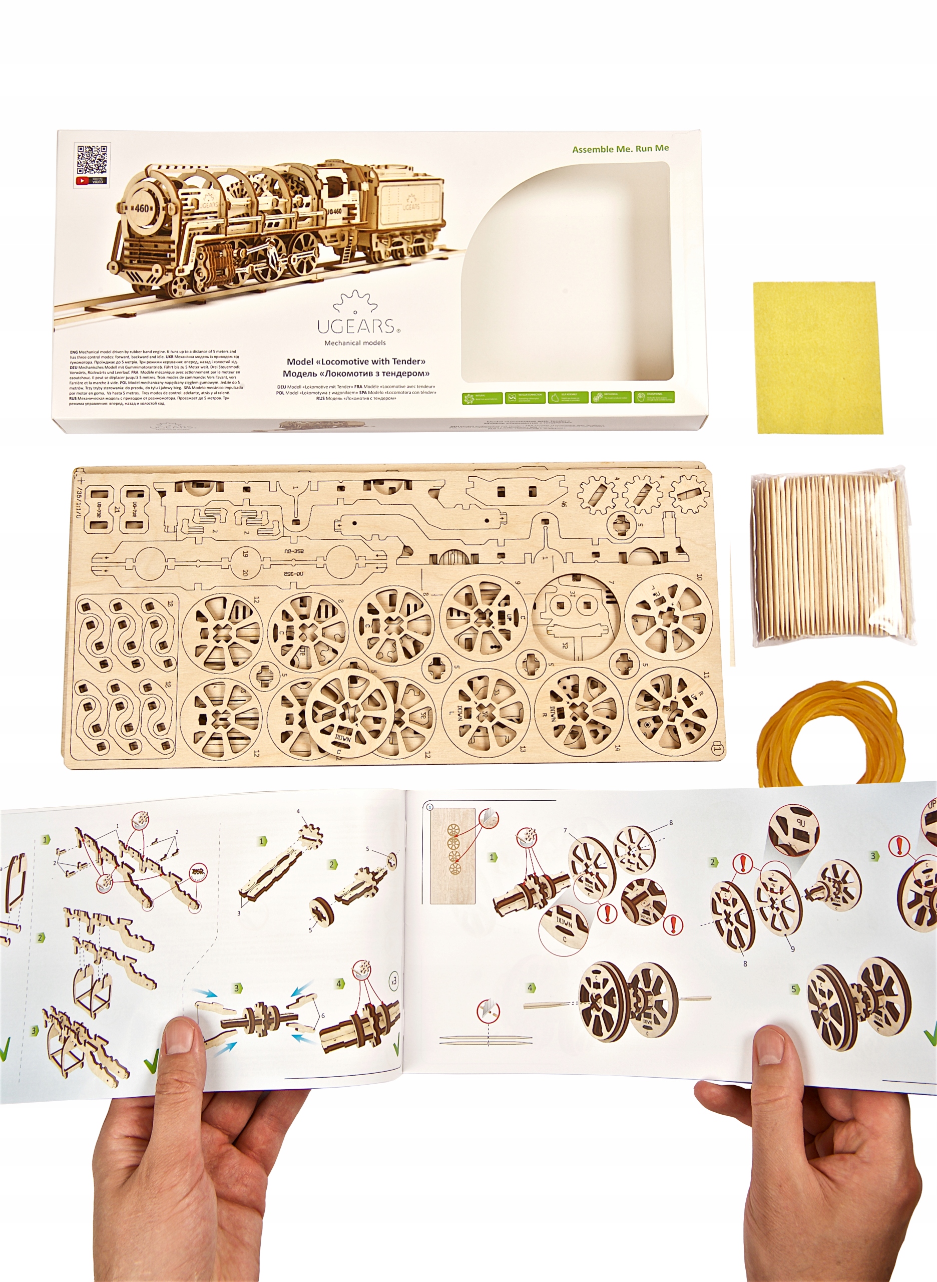 Puzzle 3D Drewniane Lokomotywa UG 460 uGEARS Marka Ugears