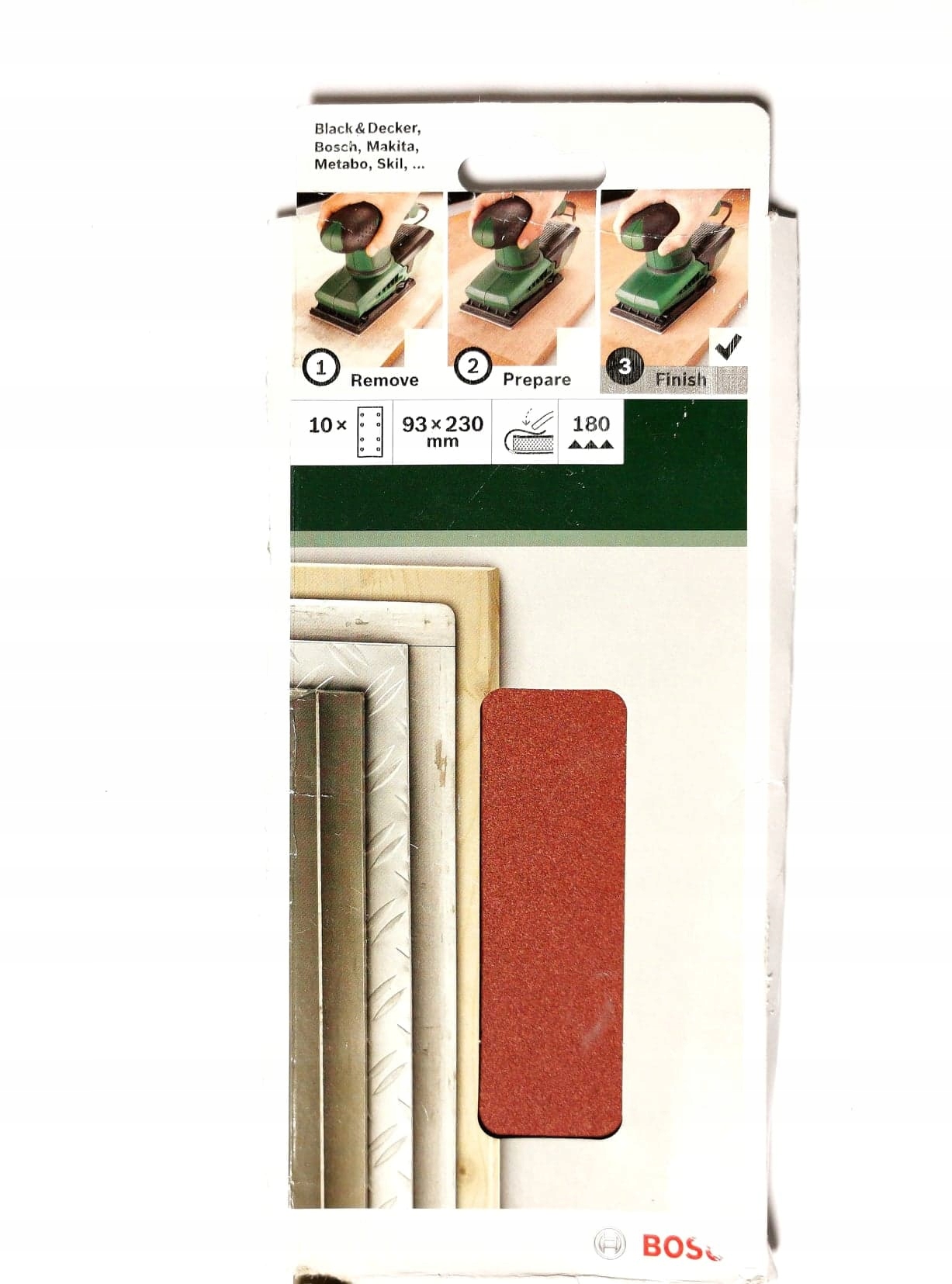 Papier Ścierny Bosch 93 x 230 MM P180 10 Sztuk