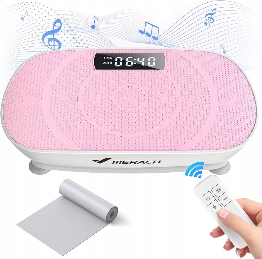 Platforma Wibracyjna Merach Trening Całego Ciała 200 W Bluetooth Led Różowa