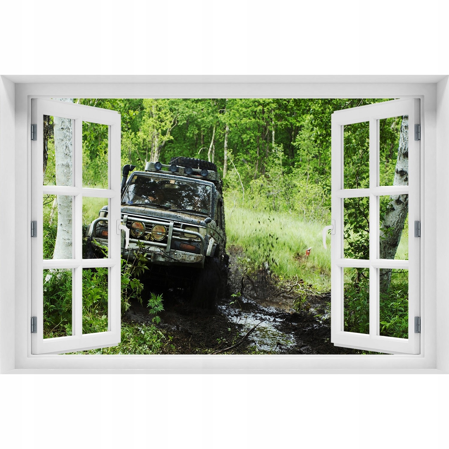 

Foto zdjęcie Naklejka na ścianę Jeep w lesie 150x1