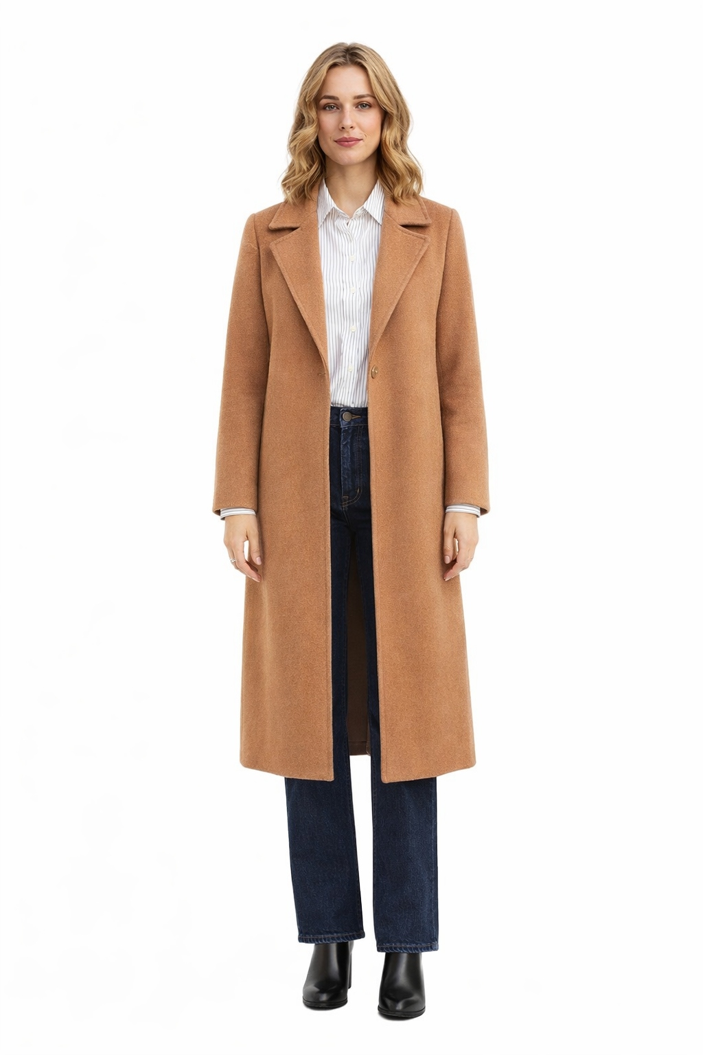 Klasický Karamelový Kabát S Klasickým Límcem Xs I4A