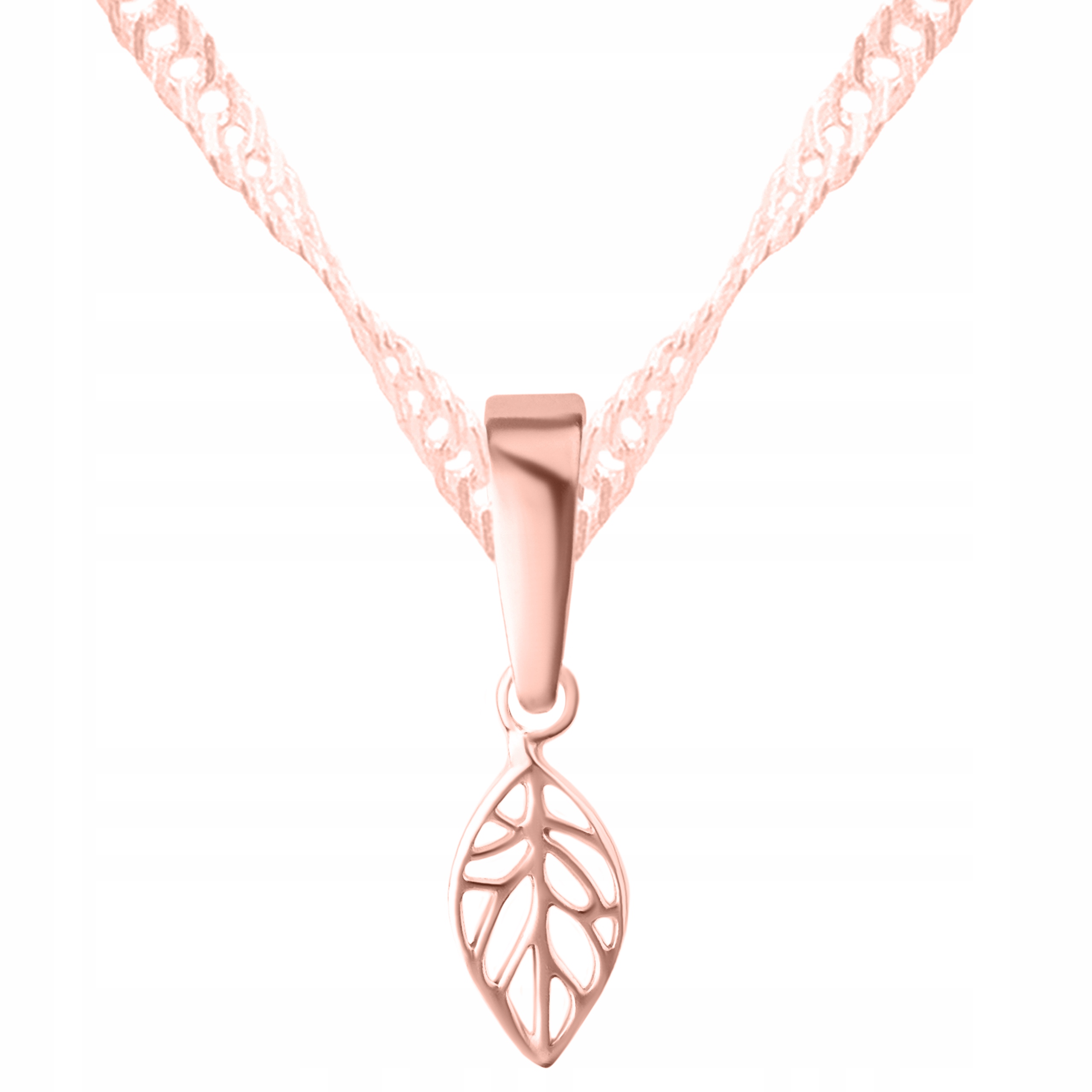 Náhrdelník s listem Pozlacený 750 List ažurový Plech Lístek Stříbro 925