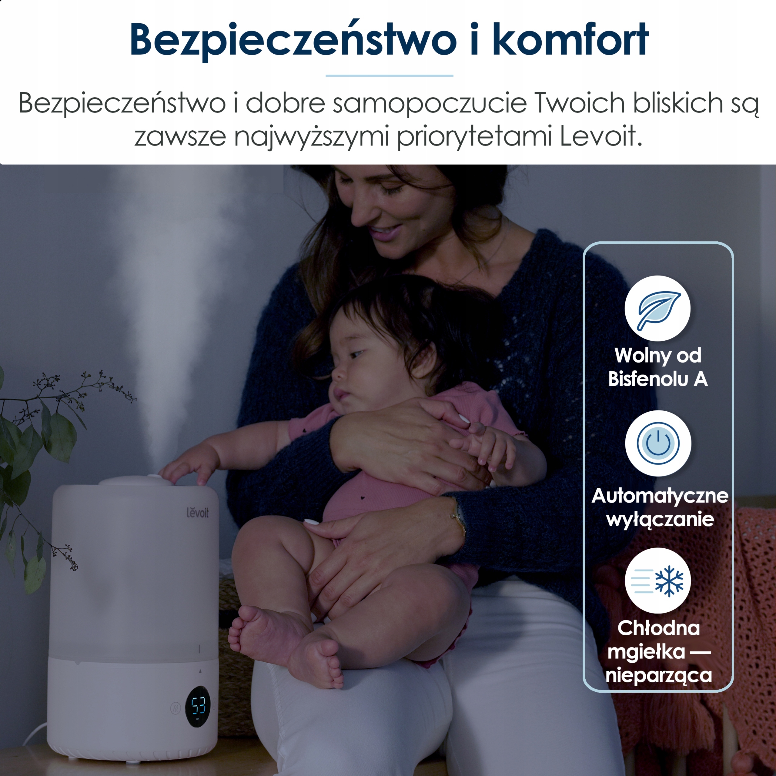 NAWILŻACZ POWIETRZA Levoit Dual 200S HIGROMETR 3l Wydajność 220 ml/h