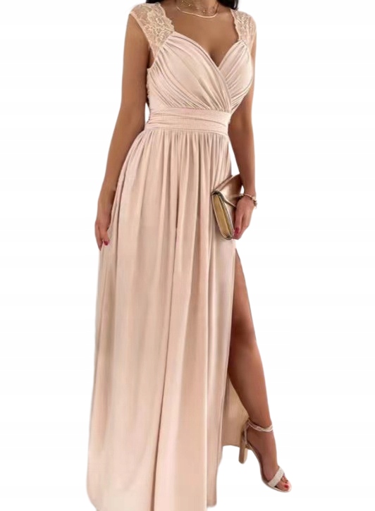 Elegancka sukienka maxi bez rękawów o linii A