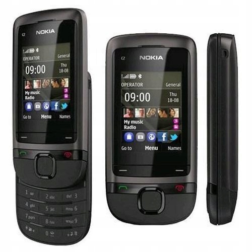 Nová Nokia C2-05 Kompletná Sada Darčeky 3 Farby Rozsúvacia