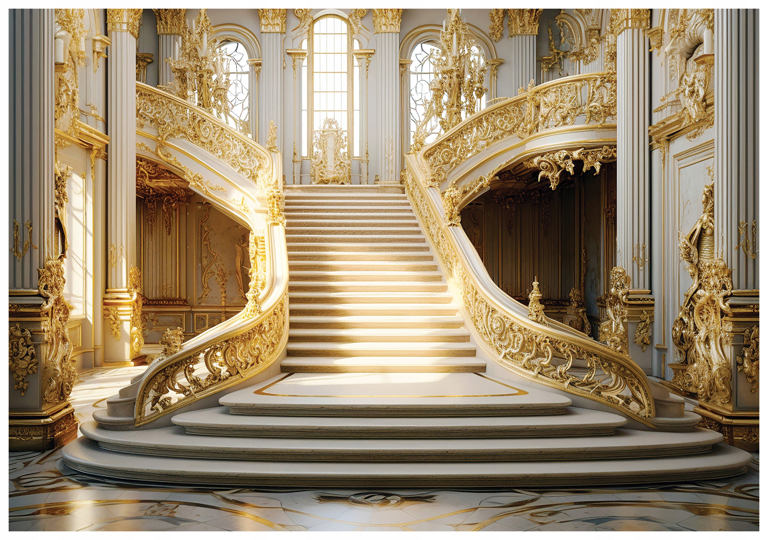Fototapeta Palácové schody zlatý mramor elegance perspektiva 208x146 lepidlo