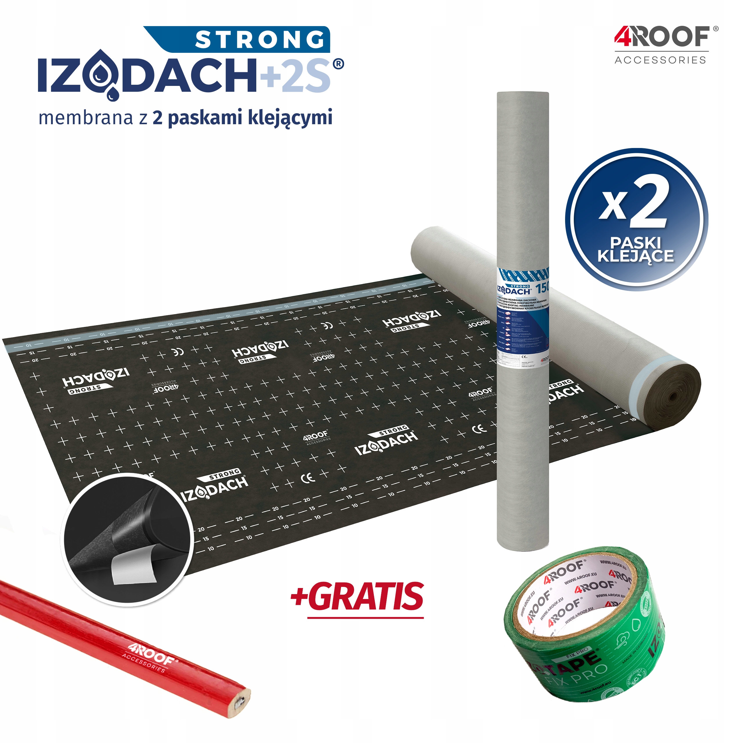 Membrána Izodach Strong +2S 150 g/m² 2 Lepicí Pásky Bonus