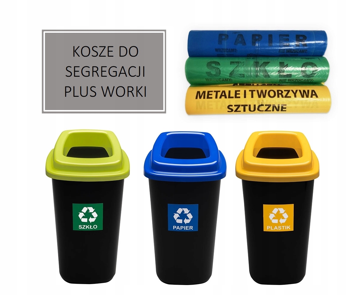 ZESTAW 3x45L kosz do segregacji odpadów + WORKI Marka inna
