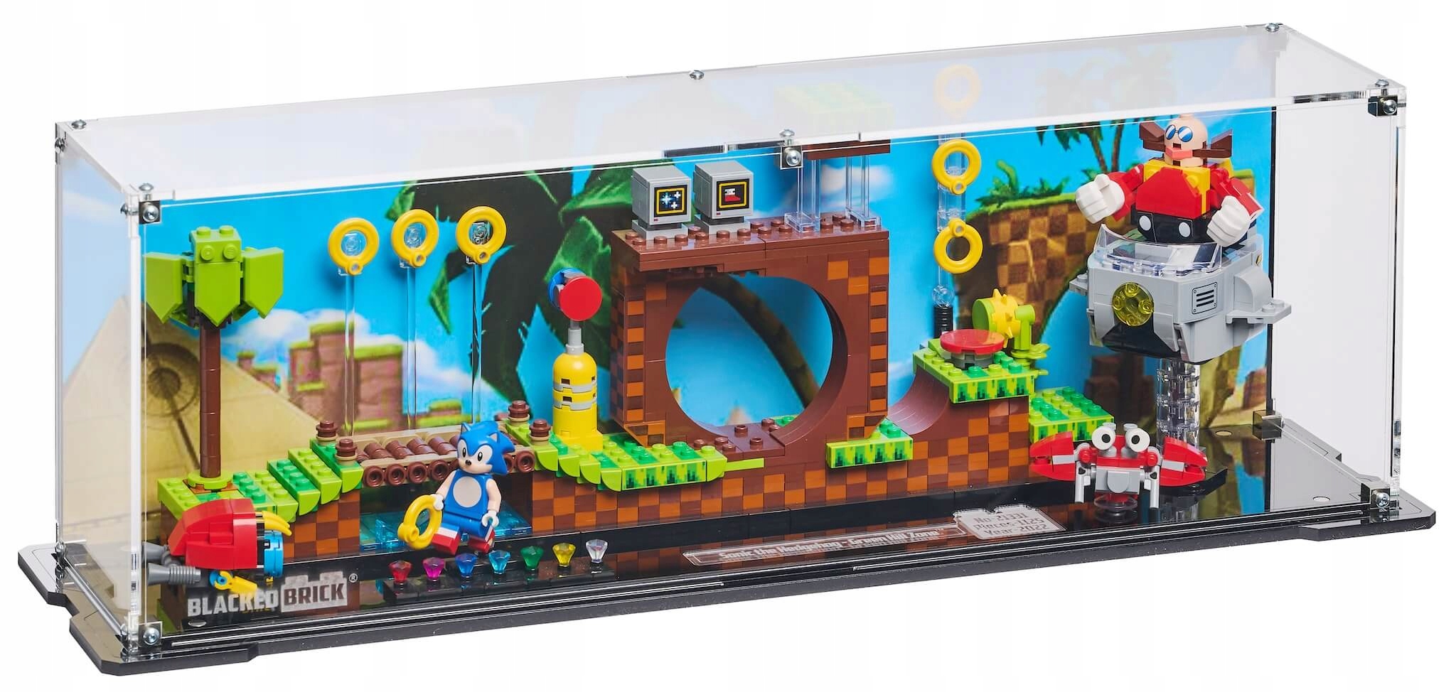 Vitrína s pozadím Blacked Brick pre Lego 21331 Ideas Sonic Green Hill Zone