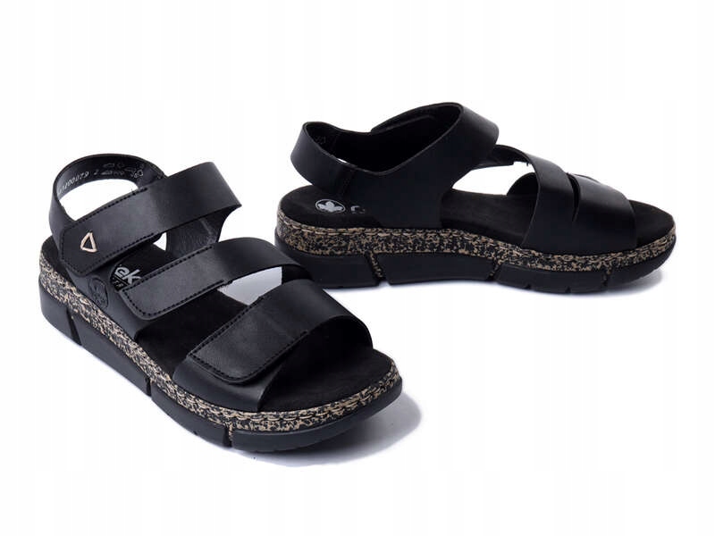Sandały damskie na rzepy Rieker V2301-00 Blk r.39